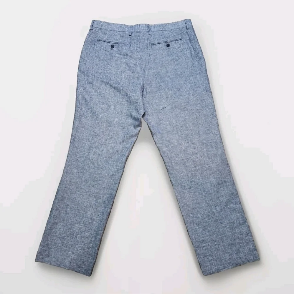 Banana Republic Standard Fit Linen Blend Trousers Size 36x32 Color Med Blue